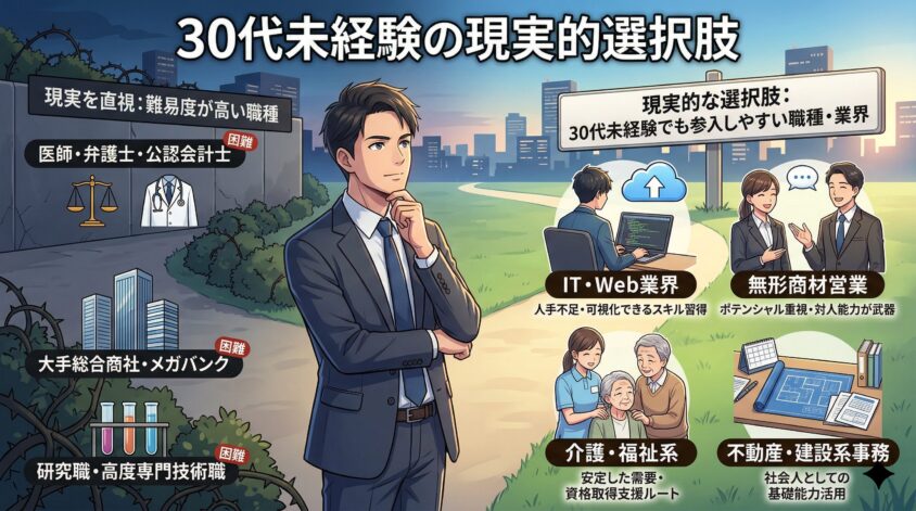 30代未経験でも転職しやすい職種・業界【現実的な選択肢】