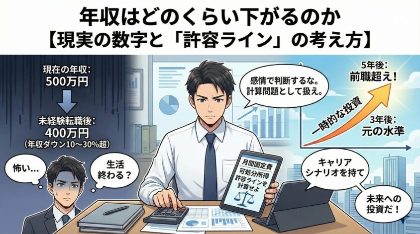 年収はどのくらい下がるのか【現実の数字と「許容ライン」の考え方】
