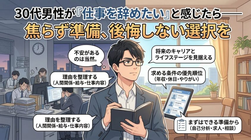30代で仕事を辞めたいと感じたら焦らず準備して選択する