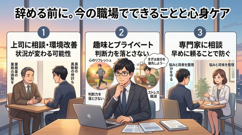 今の職場を辞める前にできる対応と心身の負荷を軽減する方法
