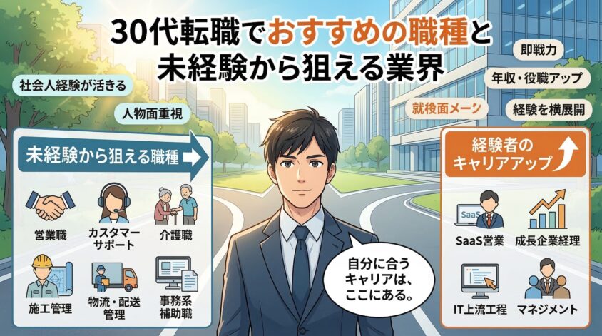 30代転職でおすすめの職種と未経験から狙える業界