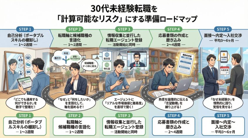 30代未経験転職を「計算可能なリスク」にする準備ロードマップ