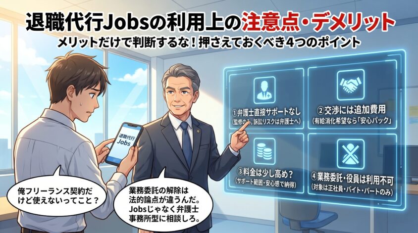 退職代行Jobsの利用上の注意点・デメリット