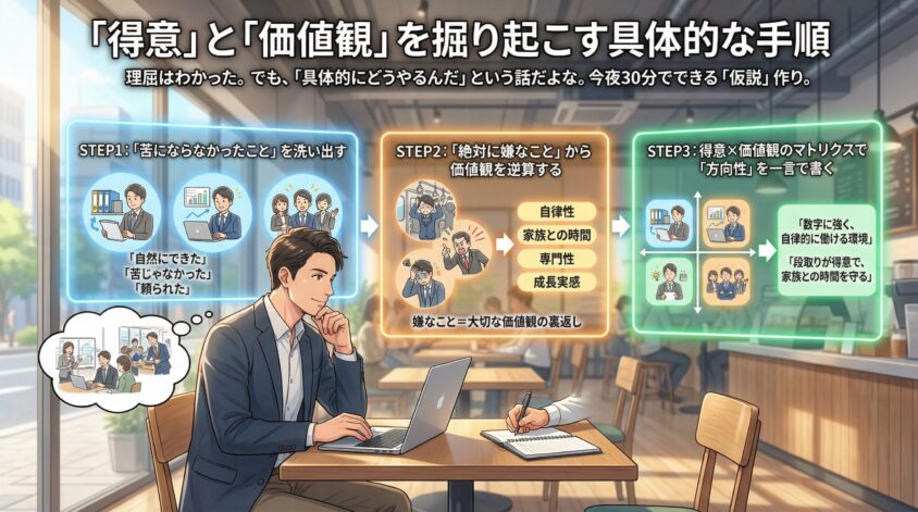 「得意」と「価値観」を掘り起こす具体的な手順