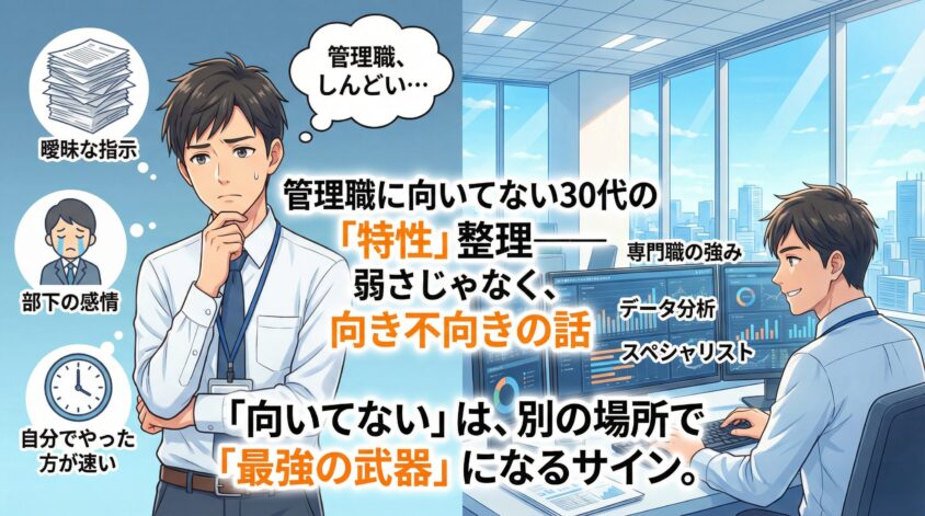 管理職に向いてない30代に多い「特性」の整理&mdash;&mdash;弱さじゃなく、向き不向きの話