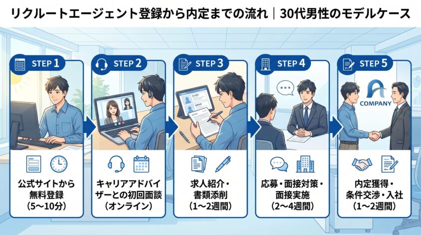 リクルートエージェント登録から内定までの流れ｜30代男性のモデルケース
