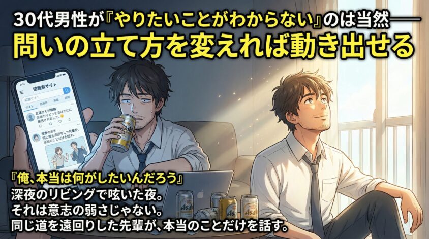 30代男性が「やりたいことがわからない」のは当然——問いの立て方を変えれば動き出せる