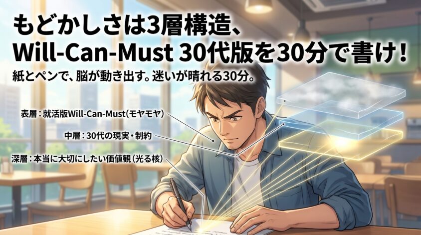 結論：もどかしさは3層構造、Will-Can-Must 30代版を30分で書け