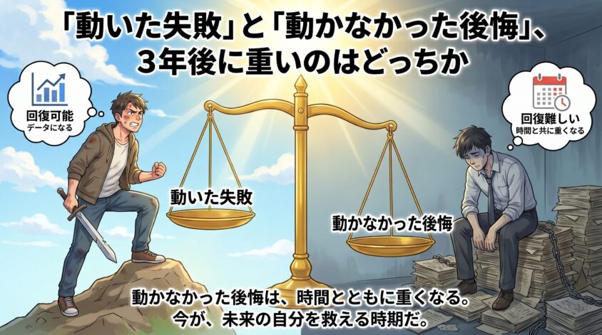 「動いた失敗」と「動かなかった後悔」、3年後に重いのはどっちか