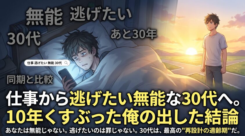 仕事から逃げたい無能な30代へ。10年くすぶった俺の出した結論