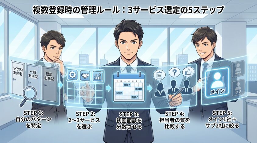 複数登録時の管理ルール──3サービス選定の5ステップ