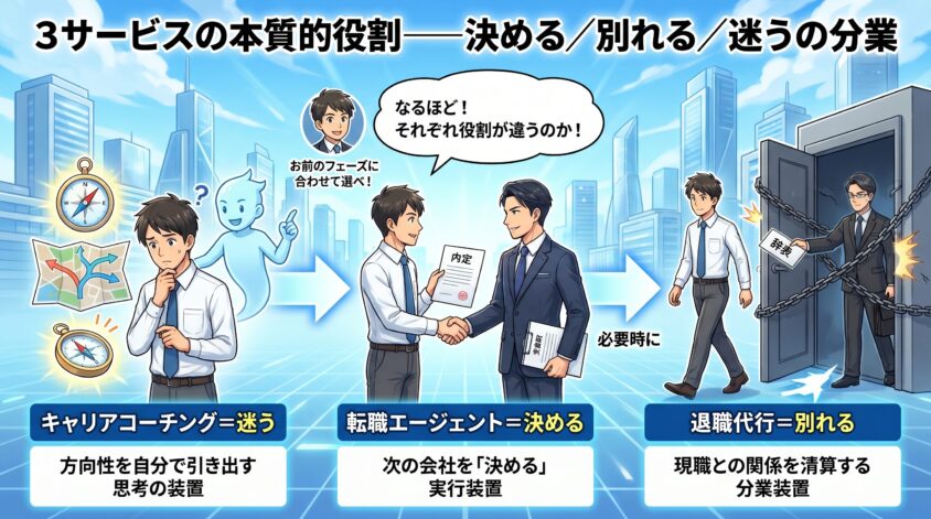 3サービスの本質的役割──決める／別れる／迷うの分業
