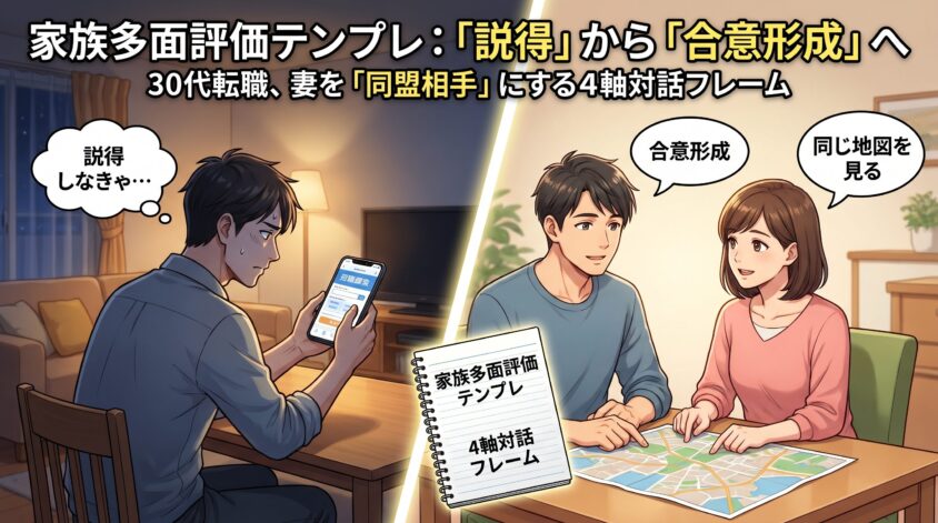 家族多面評価テンプレ：4軸対話フレーム＋懸念払拭文書の作り方