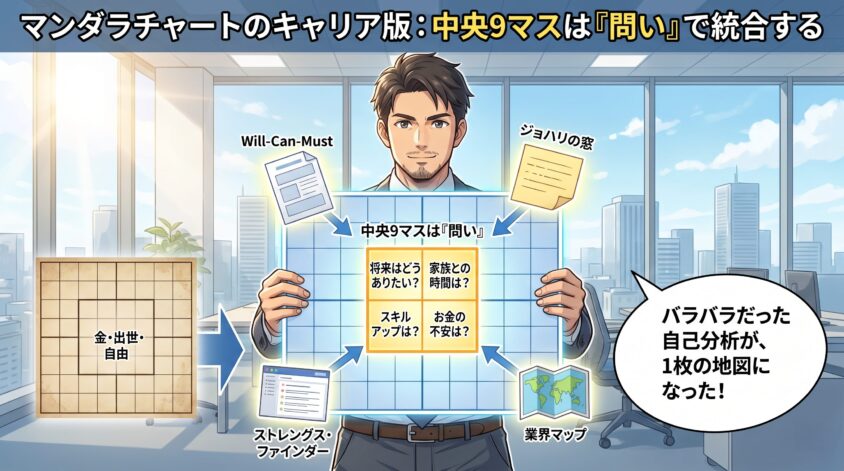 マンダラチャートのキャリア版｜中央9マスは「目標」ではなく「問い」