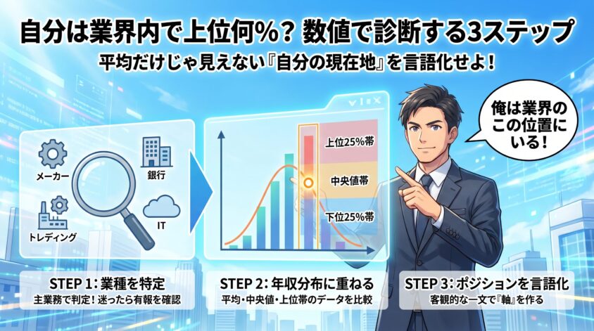 自分は業界内で上位何%にいるか ─ 数値で診断する3ステップ