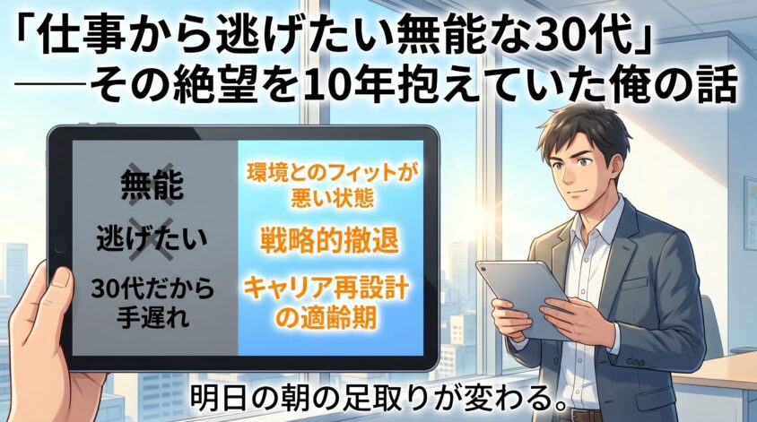「仕事から逃げたい無能な30代」――その絶望を10年抱えていた俺の話