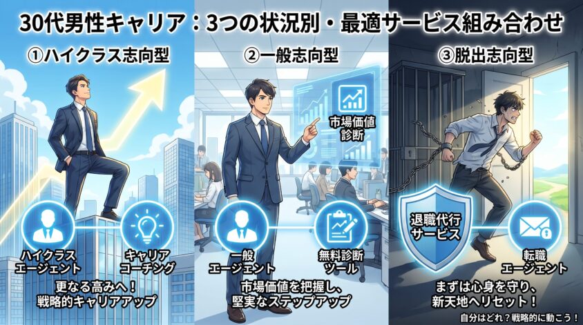 30代男性のキャリア状況3パターン