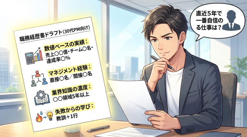 書類① 職務経歴書ドラフト（30代PM向け）