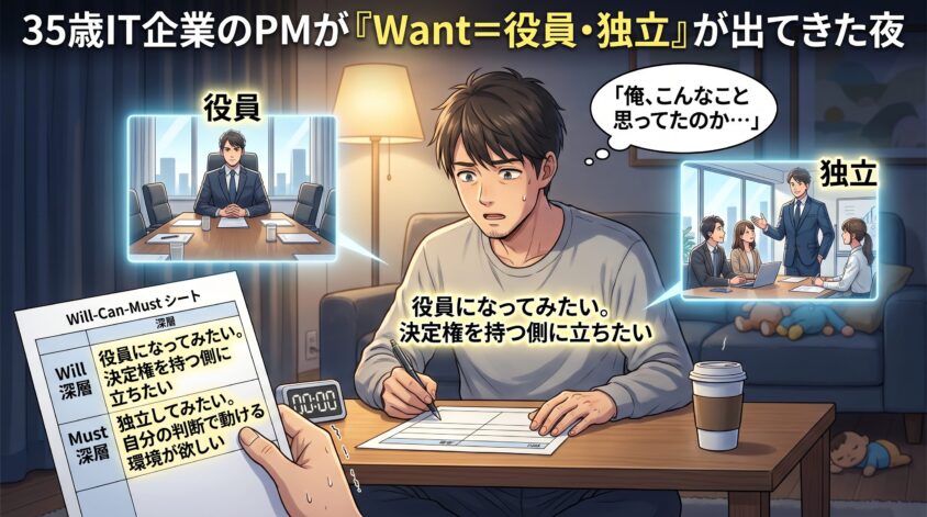 35歳IT企業のPMが書き出して「Want=役員・独立」が出てきた夜