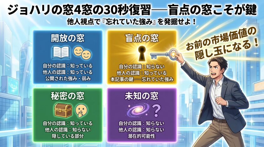 ジョハリの窓4窓の30秒復習──盲点の窓こそが鍵