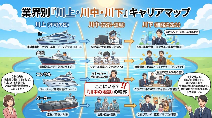 【業界別マップ】IT・金融・コンサル・メーカーの川上・川中・川下